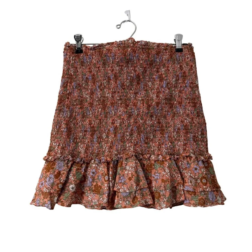 Veronica Beard Melodie Multicolor Floral Smocked Ruffle Mini Skirt Womens Size 4 - Picture 5 of 5